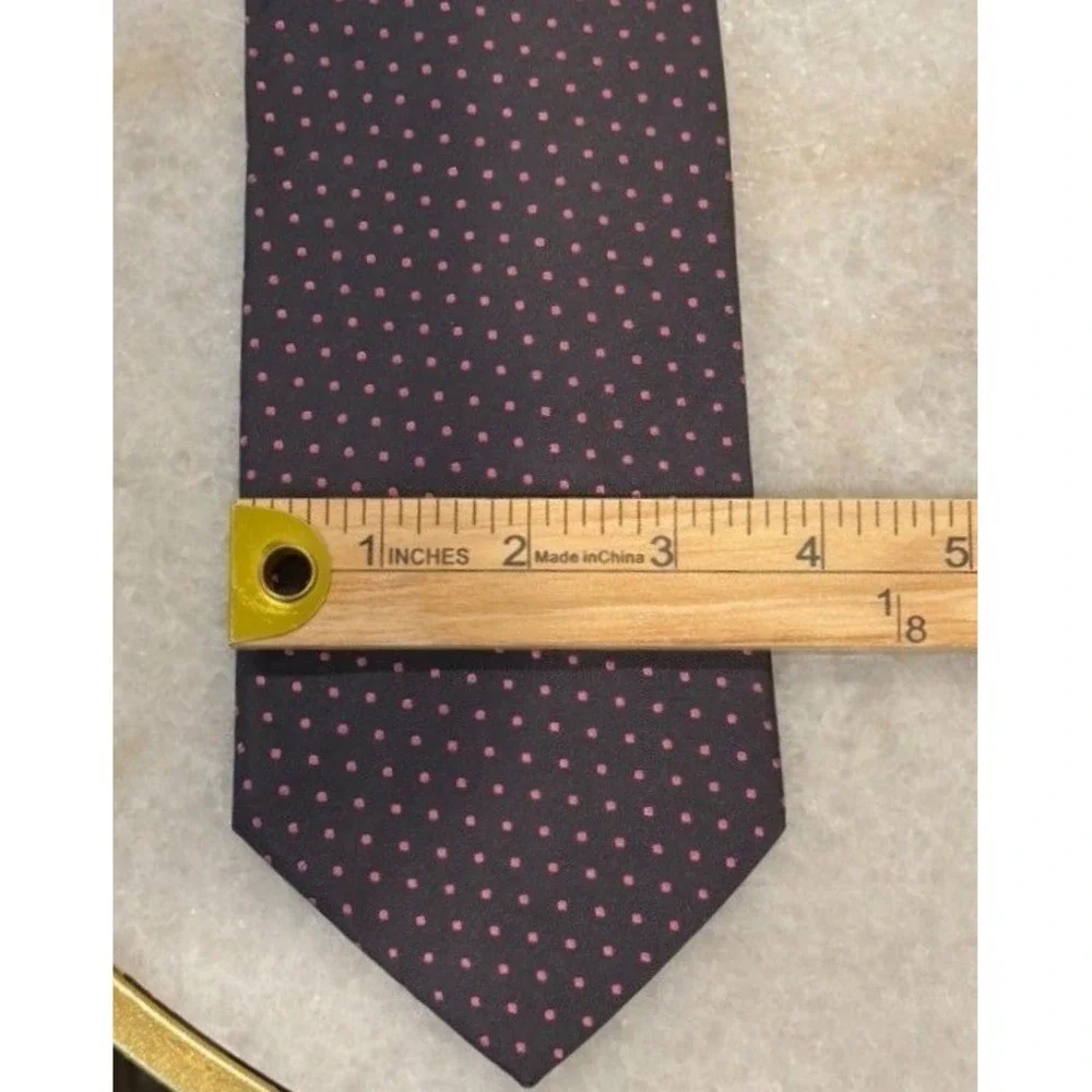 Brooks Brothers Makers Silk Tie‎ Black Pink Micro Dot Hand Made USA Italy Fabric